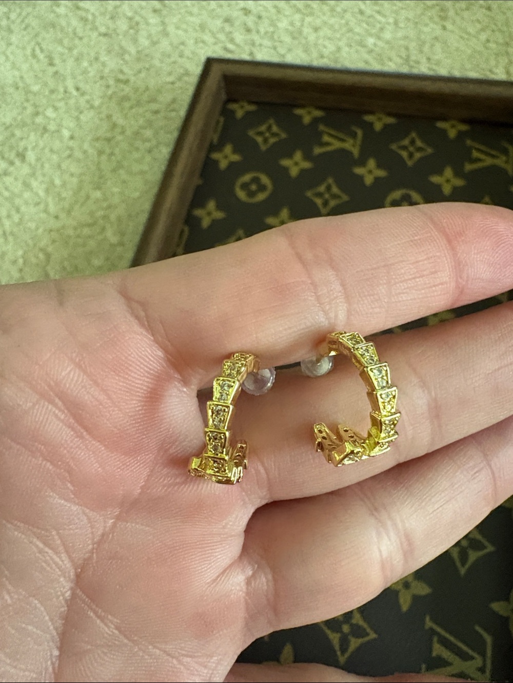 Gold Tone Crystal-Like Set Hoop Earrings - Women Jewelry